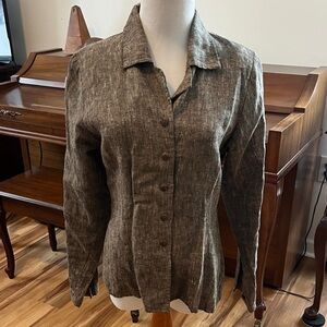 FLAX by Jeanne Englehart Linen Button-Down Jacket/Blouse Sized Petite but like S